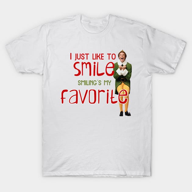 Buddy Elf says I just like to smile T-Shirt by Finde